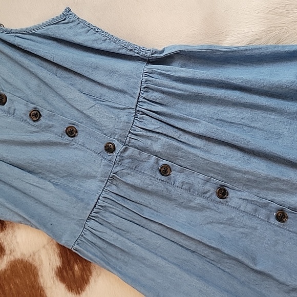 Light Blue Denim Button-Front Sundress - Picture 2 of 4